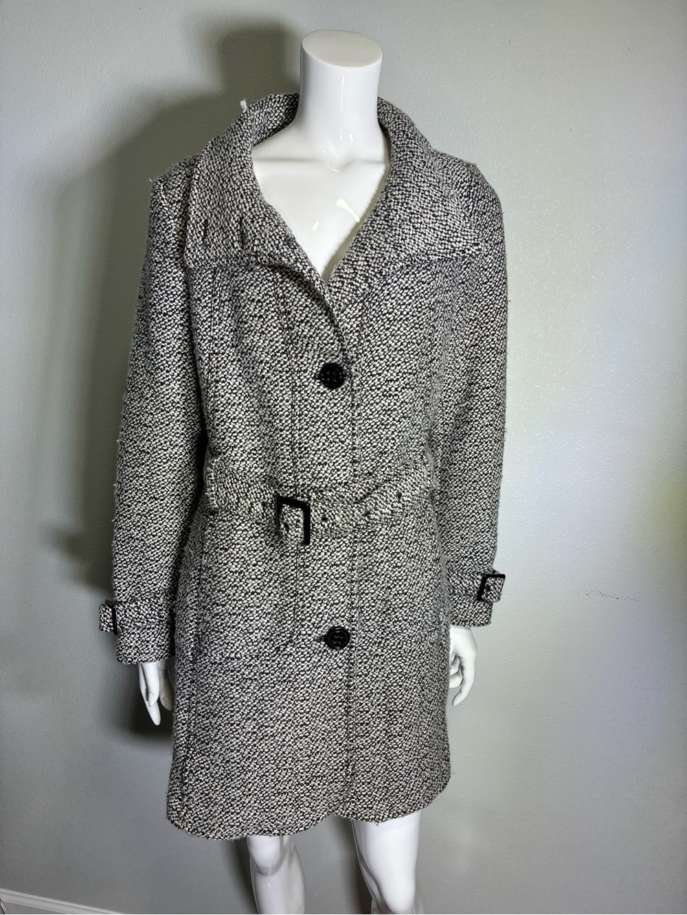 Worthington Gray Textured Belted Trench Coat